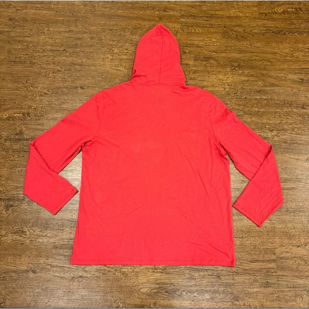 Polo Ralph Lauren Red Lightweight Pullover Hoodie Sweatshirt T Shirt Men's 2XL